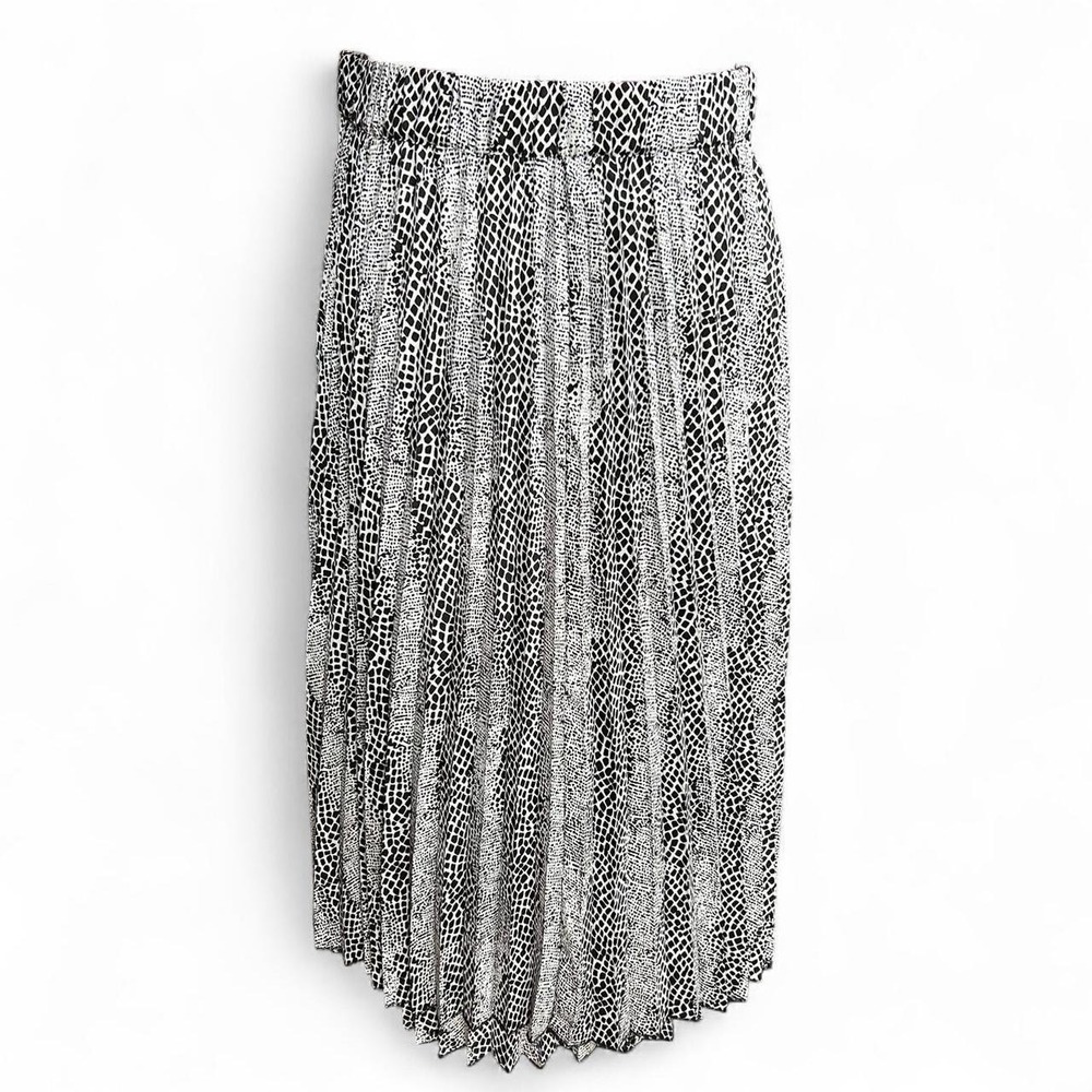 Lane Bryant Black & White Geometric Animal Print Pleated Maxi Skirt 26/28